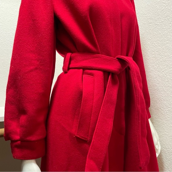 VTG🇺🇸Central Park ILGWU Holiday Christmas Carol Red Wool Long Coat | Sz S - Picture 6 of 16